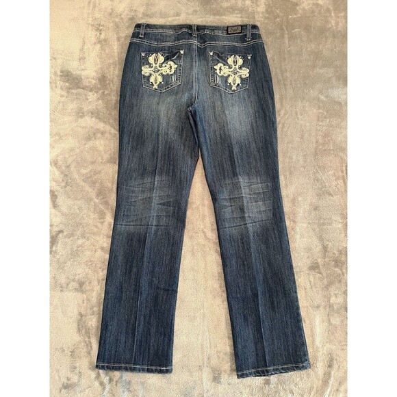 Earl Jeans Women 10 Blue Straight Leg Embellishment Bling Western Horse Cowboy - Picture 2 of 10